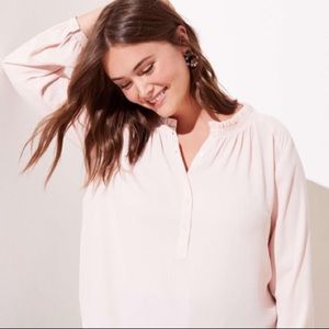 Loft Plus Size 20 Long Sleeve Light Pink Blouse